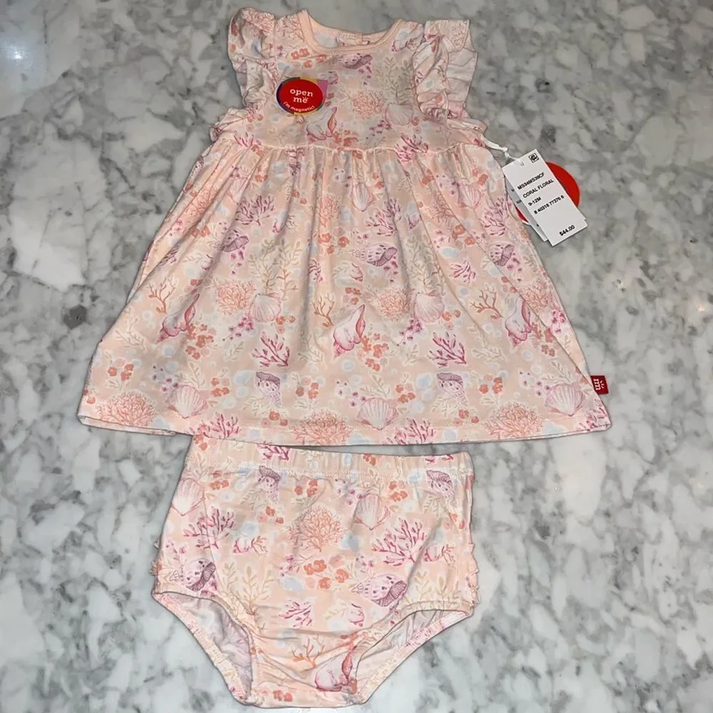 NWT MAGNETIC ME CORAL FLORAL PRINTED DRESS 2 PIECE